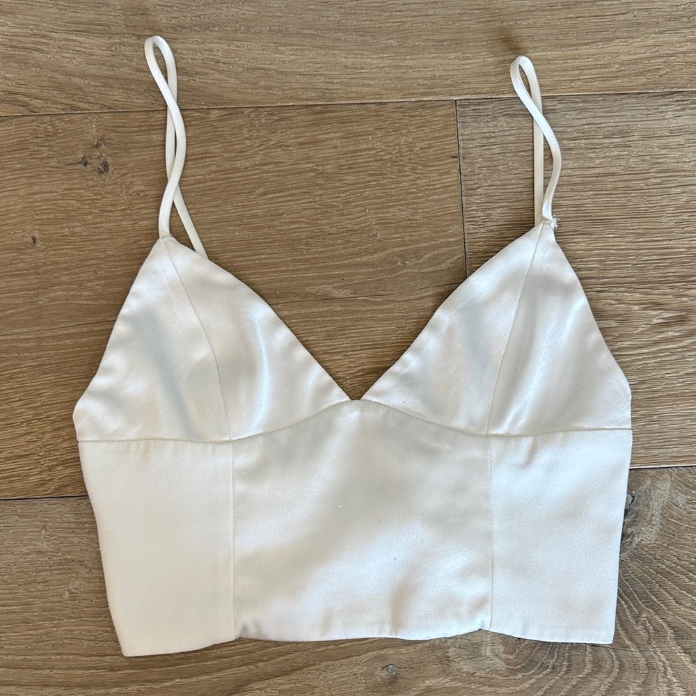Topshop White Satin Crop Top